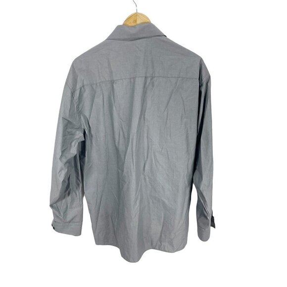 Unlisted Mens Button Up Shirt Solid Gray Regular Fit Long Sleeve Cotton Blend L - Picture 2 of 6
